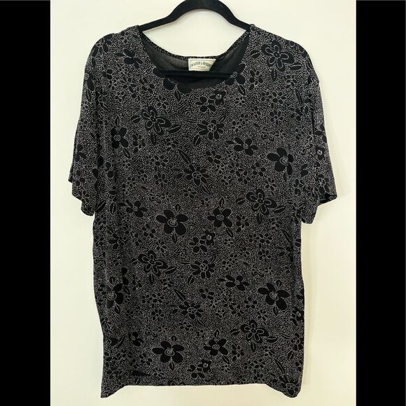 Frazier Lawrence black/white textured dots short sleeved beautiful blouse, XL - Picture 1 of 6